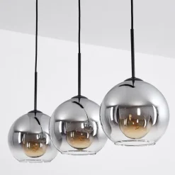 Plafonnier Verre 20 Cm Koyoto Clair, Fume, 3 Lumieres
