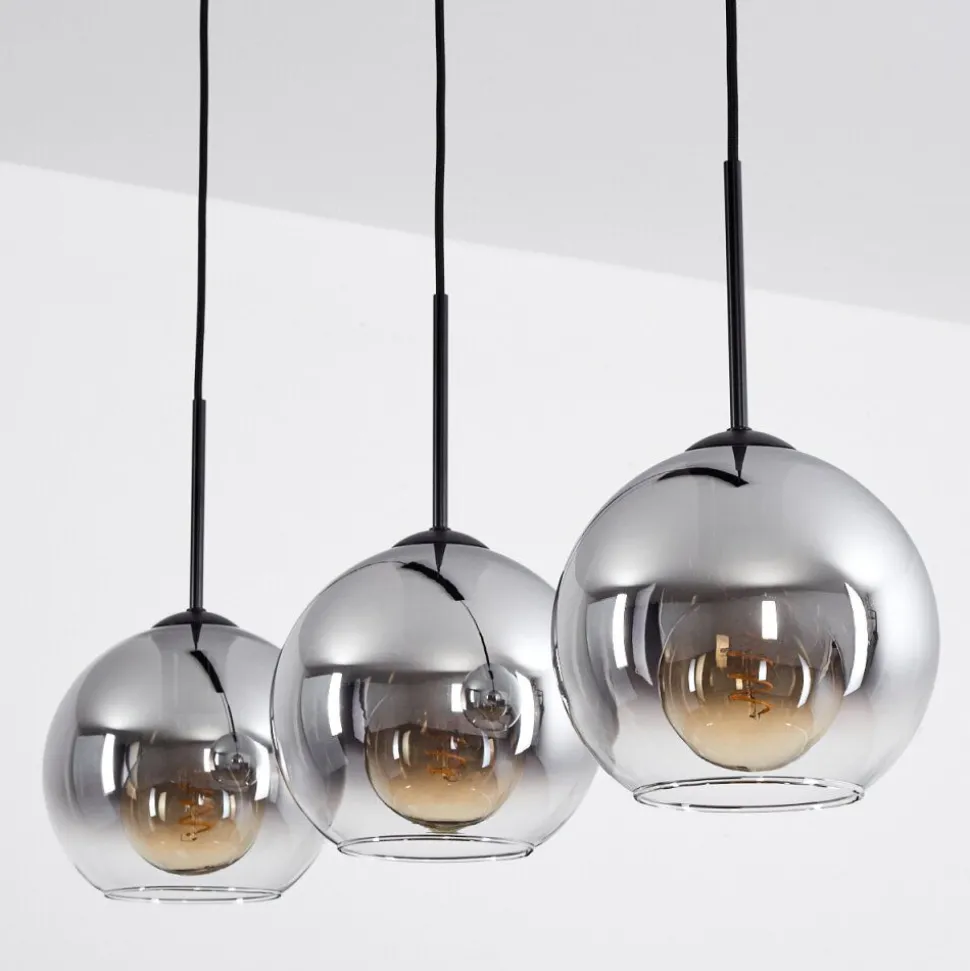 Plafonnier Verre 20 Cm Koyoto Clair, Fume, 3 Lumieres