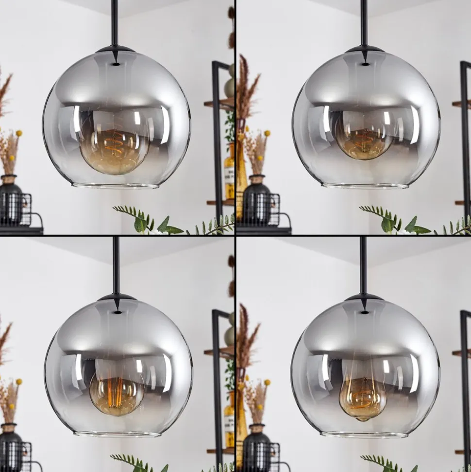 Plafonnier Verre 20 Cm Koyoto Clair, Fume, 1 Lumiere