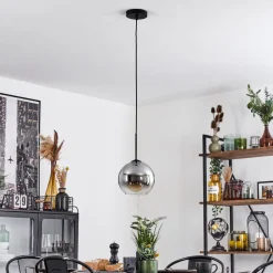Plafonnier Verre 20 Cm Koyoto Clair, Fume, 1 Lumiere