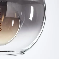 Plafonnier Verre 20 Cm Koyoto Clair, Fume, 4 Lumieres