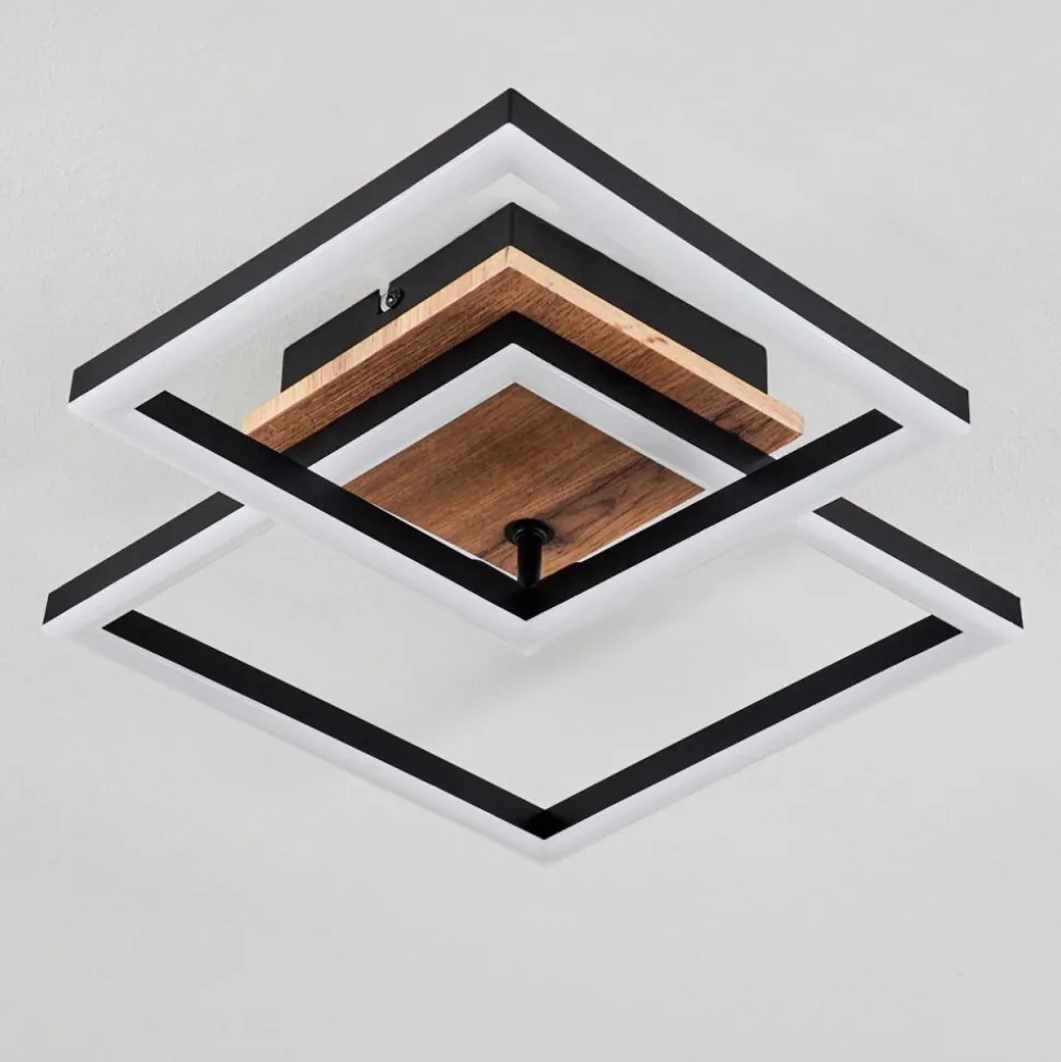 Plafonnier Walschbronn Led Brun, Couleur Bois, Noir, 1 Lumiere