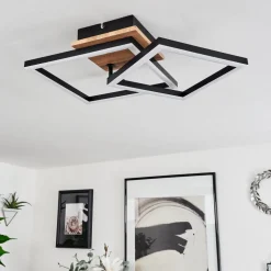 Plafonnier Walschbronn Led Brun, Couleur Bois, Noir, 1 Lumiere