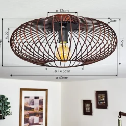 Plafonnier Wemude Cuivre, Noir, 1 Lumiere