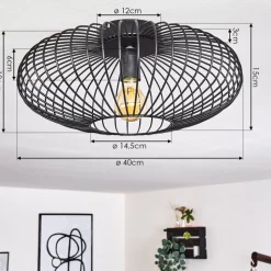 Plafonnier Wemude Noir, 1 Lumiere