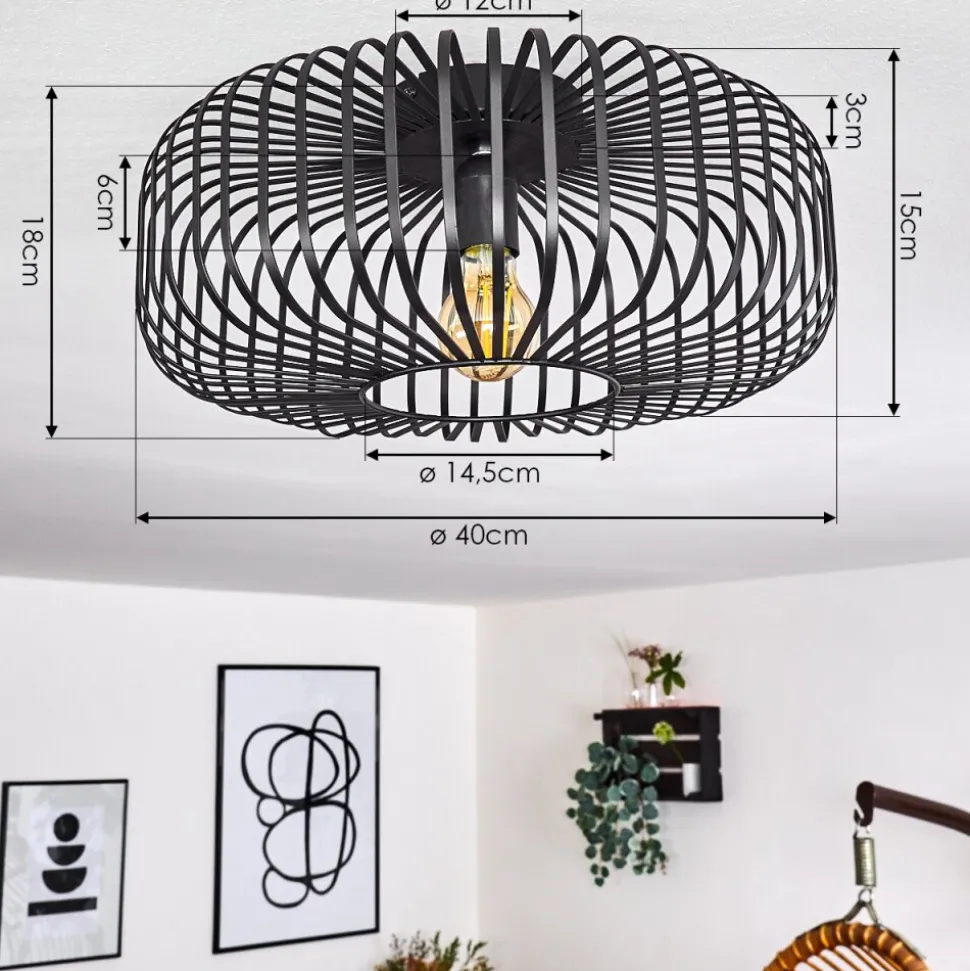 Plafonnier Wemude Noir, 1 Lumiere
