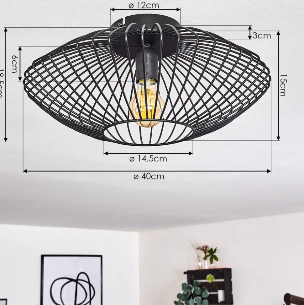 Plafonnier Wemude Noir, 1 Lumiere