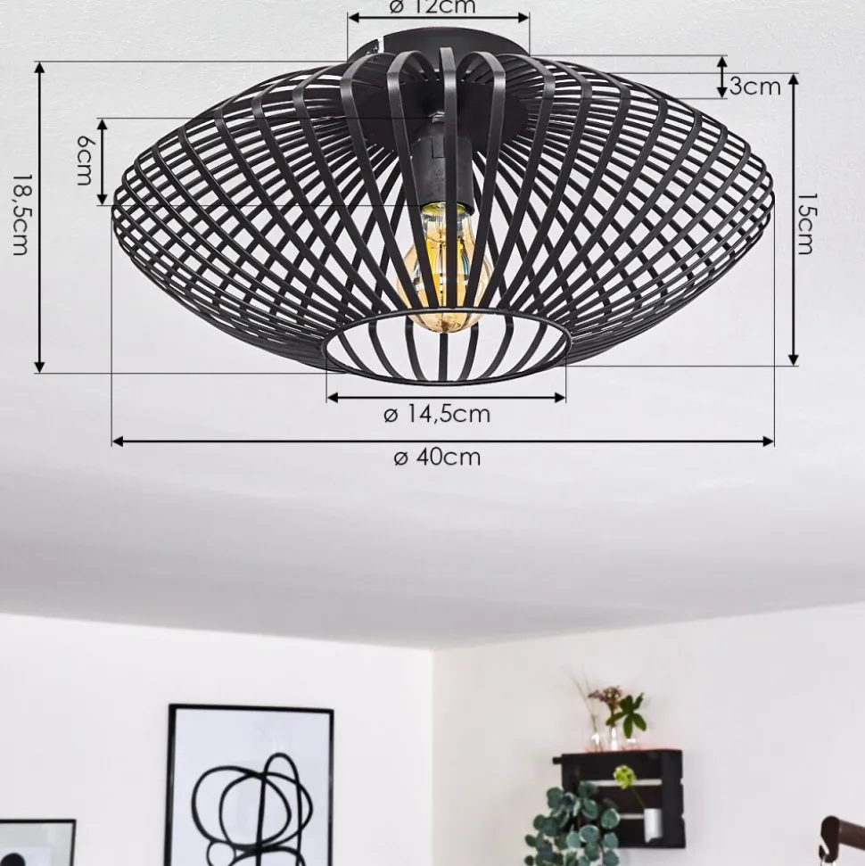 Plafonnier Wemude Noir, 1 Lumiere