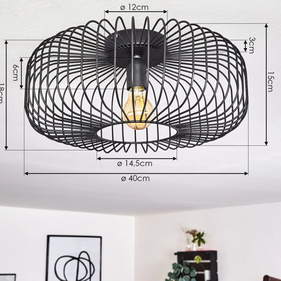 Plafonnier Wemude Noir, 1 Lumiere