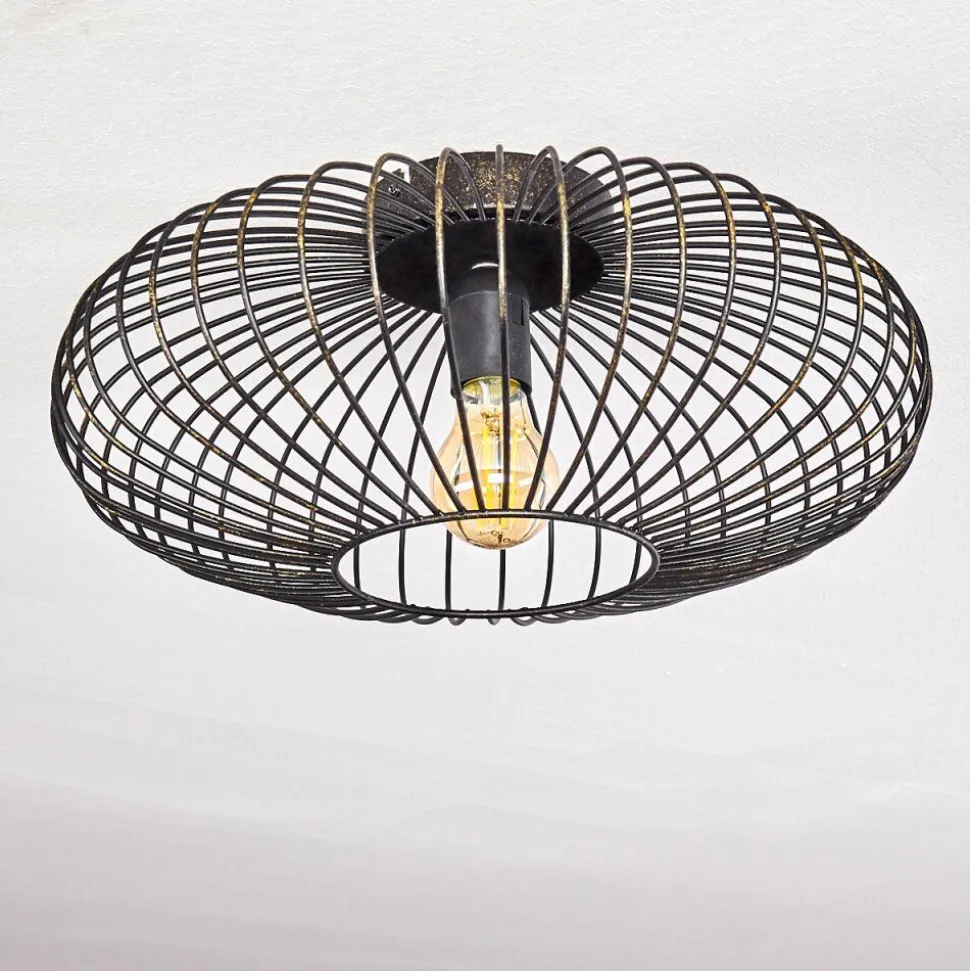 Plafonnier Wemude Noir Dore, 1 Lumiere