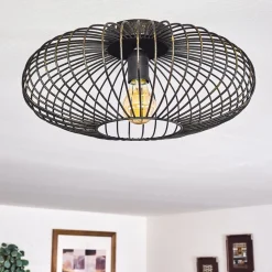 Plafonnier Wemude Noir Dore, 1 Lumiere