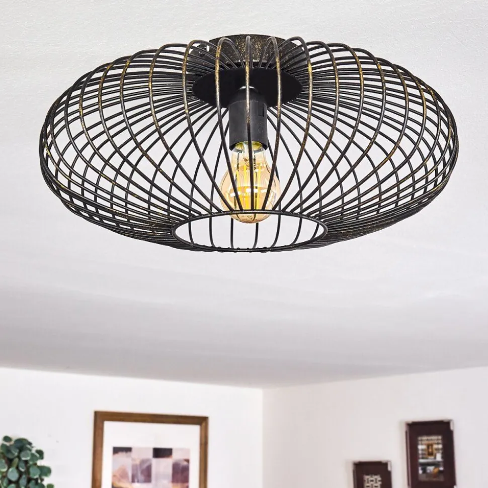 Plafonnier Wemude Noir Dore, 1 Lumiere