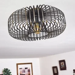 Plafonnier Wemude Noir Dore, 1 Lumiere