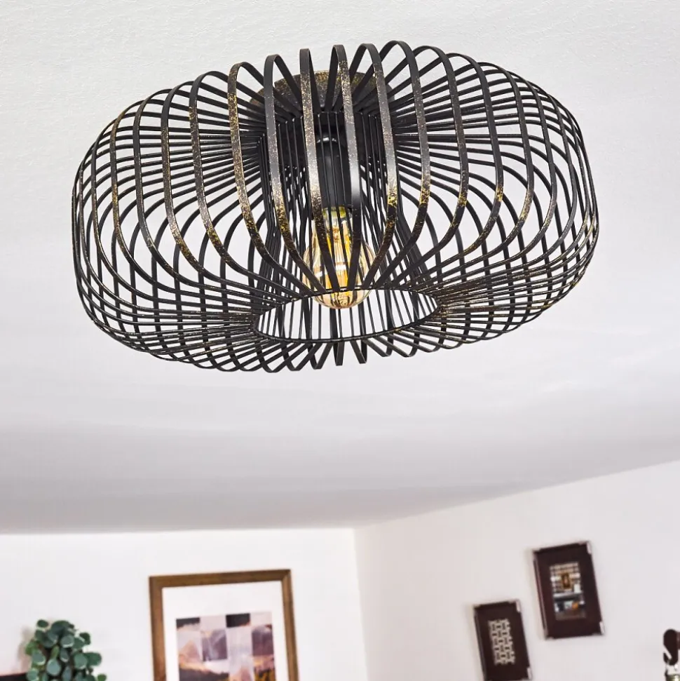 Plafonnier Wemude Noir Dore, 1 Lumiere