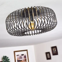 Plafonnier Wemude Noir Dore, 1 Lumiere