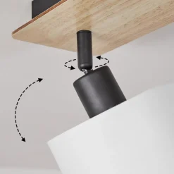 Plafonnieralsen Bois Clair, Noir, 4 Lumieres