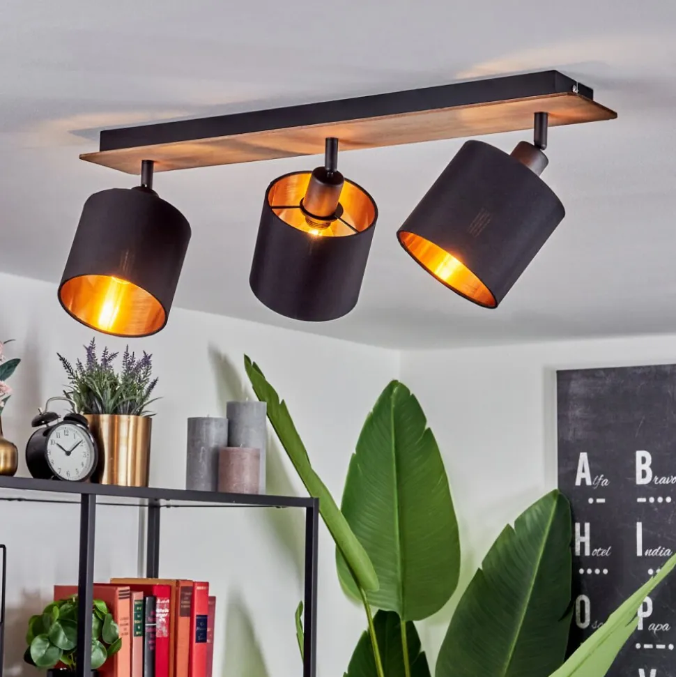 Plafonnieralsen Bois Fonce, Noir, 3 Lumieres