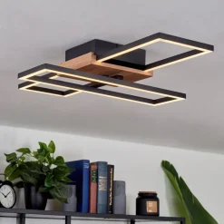 Plafonnieravelal Led Bois Clair, Couleur Bois, Noir, 1 Lumiere