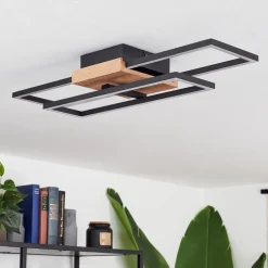 Plafonnieravelal Led Bois Clair, Couleur Bois, Noir, 1 Lumiere