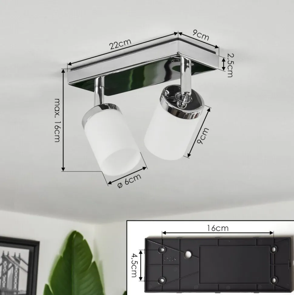 Plafonniercerejeiras Led Chrome, 2 Lumieres, Telecommandes, Changeur De Couleurs