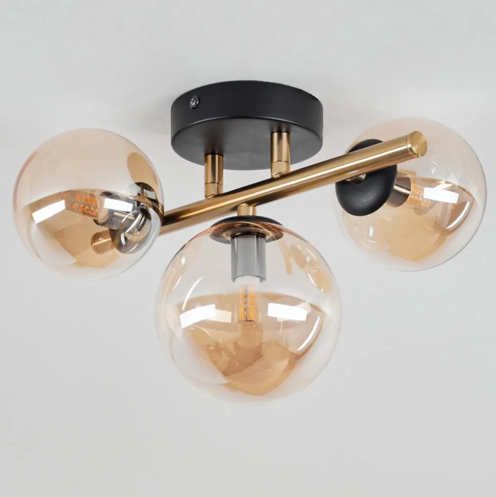 Plafonnierchehalis Led Laiton, Noir, 3 Lumieres