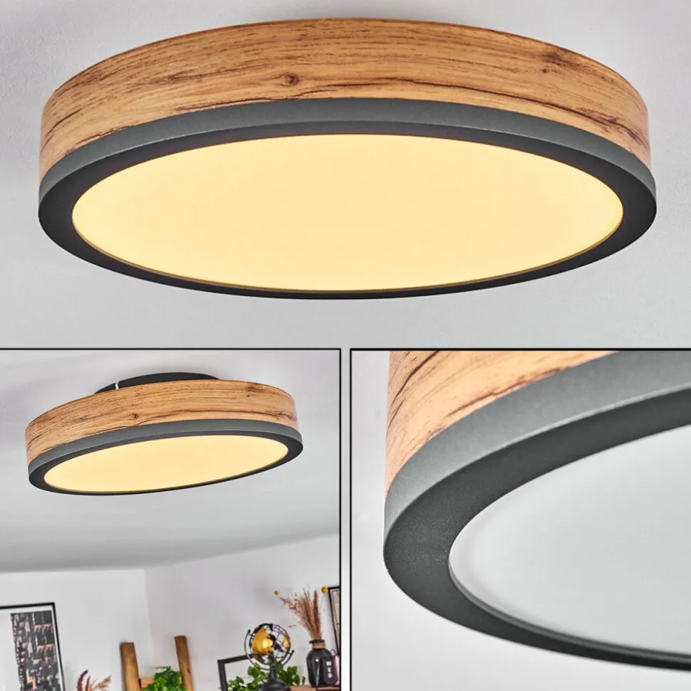 Plafonniersalmi Led Anthracite, Brun, Couleur Bois, 1 Lumiere