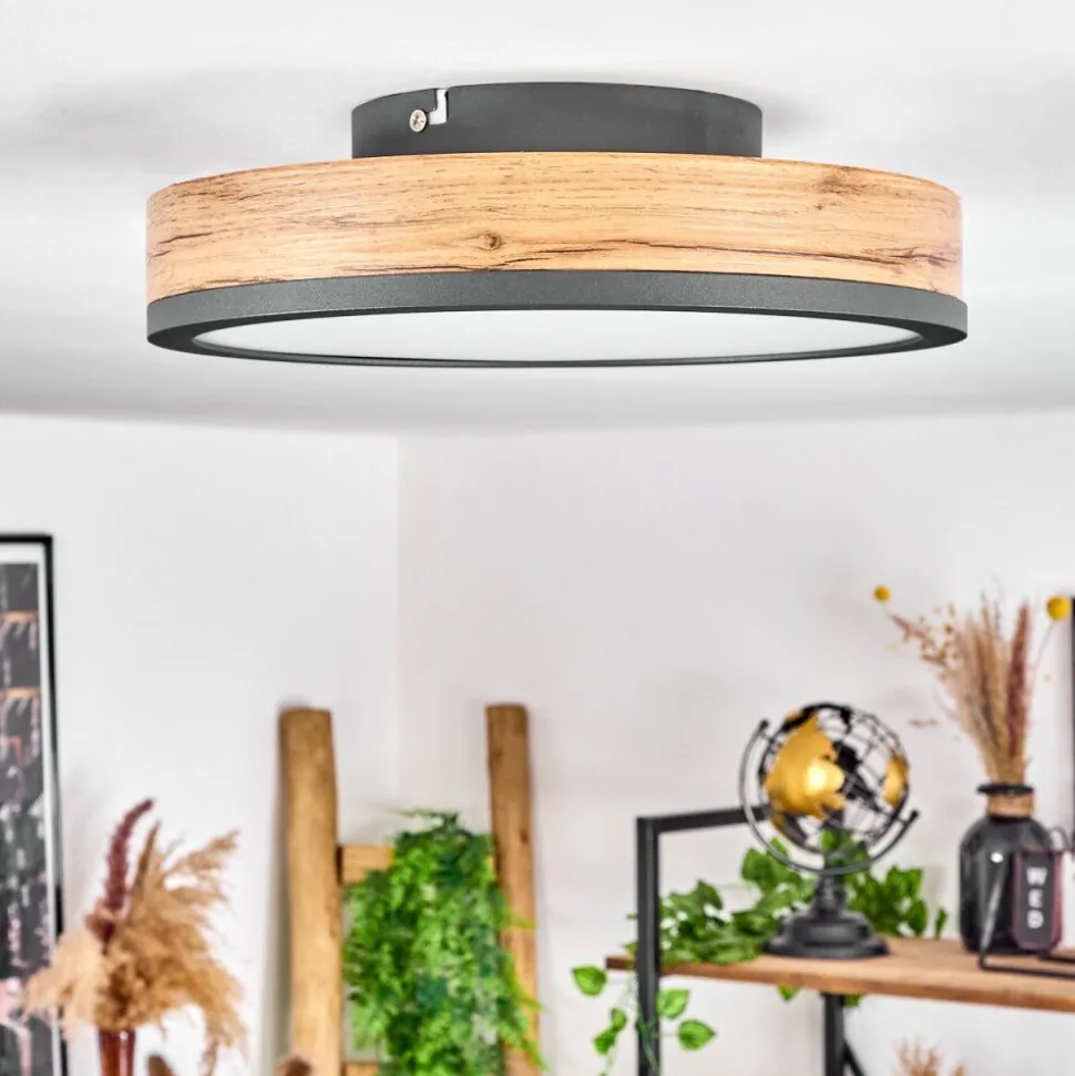 Plafonniersalmi Led Anthracite, Brun, Couleur Bois, 1 Lumiere