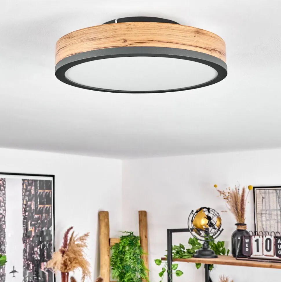Plafonniersalmi Led Anthracite, Brun, Couleur Bois, 1 Lumiere