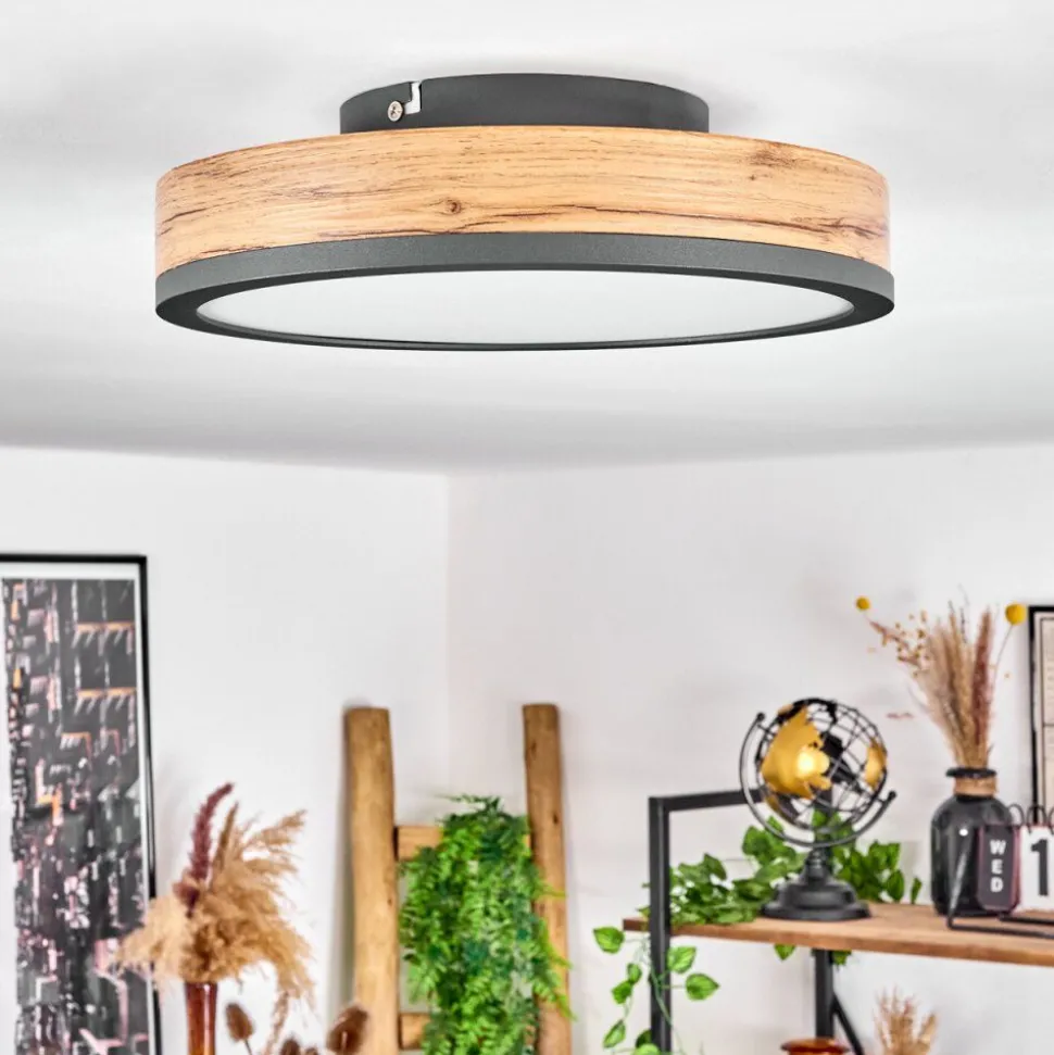 Plafonniersalmi Led Anthracite, Brun, Couleur Bois, 1 Lumiere