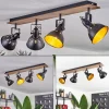 Plafonniertina Chrome, Bois Fonce, Noir, 4 Lumieres