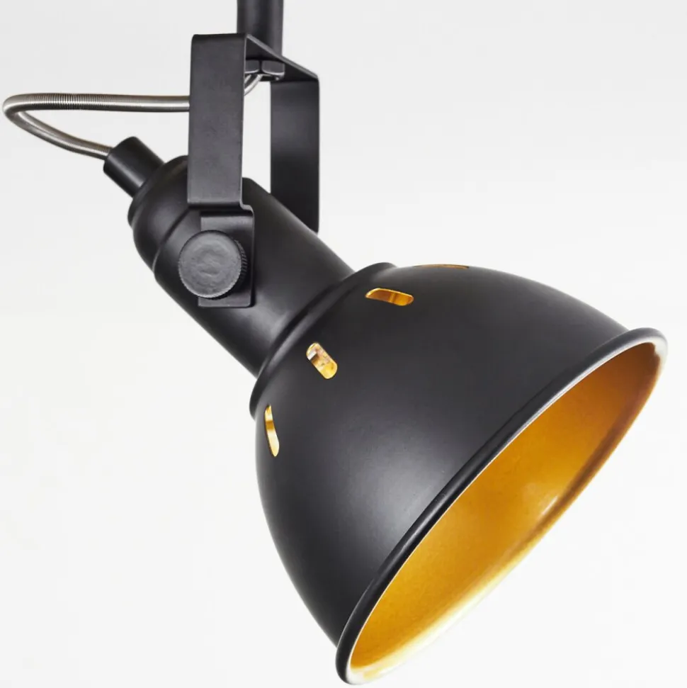 Plafonniertina Chrome, Bois Fonce, Noir, 4 Lumieres