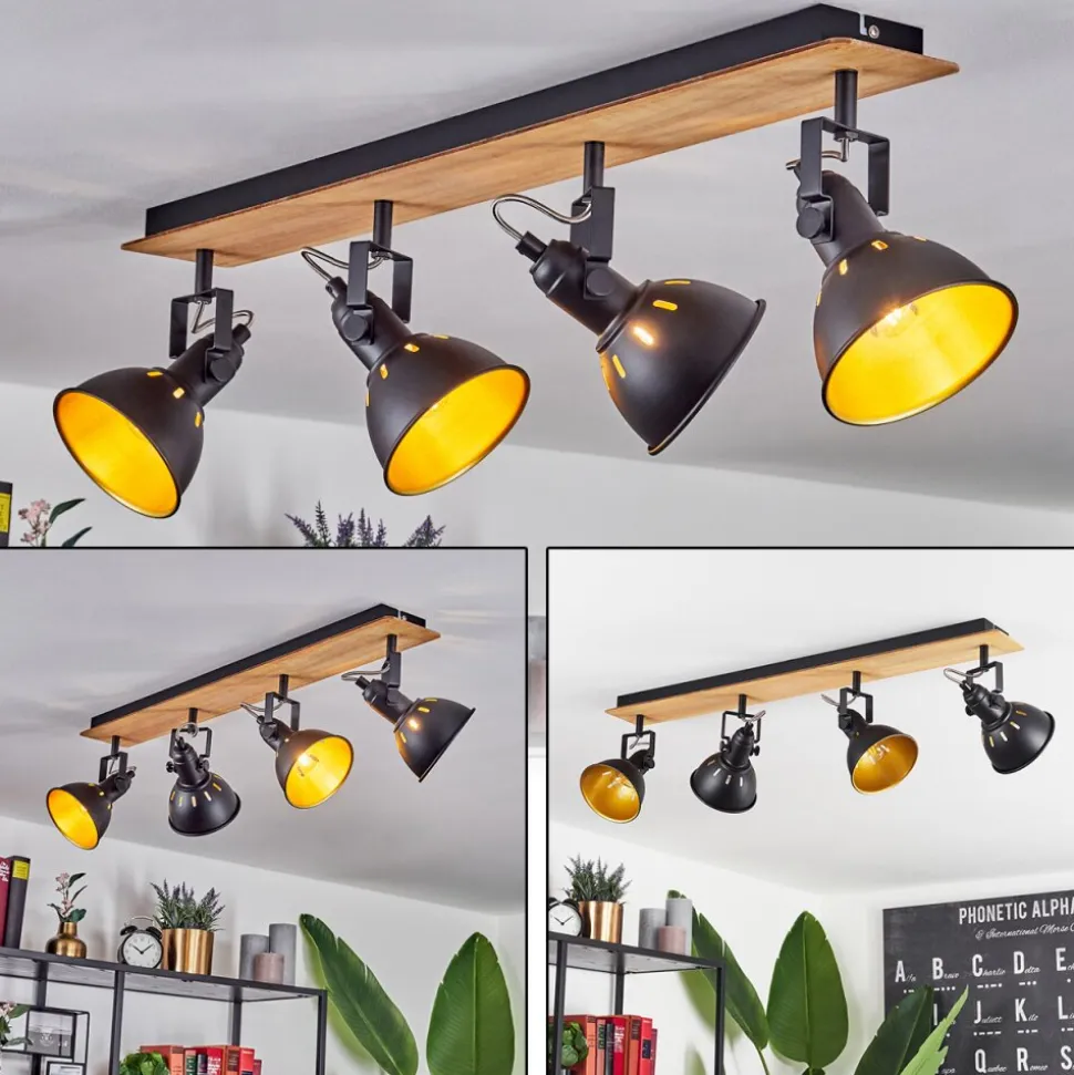 Plafonniertina Chrome, Ecru, Noir, 4 Lumieres