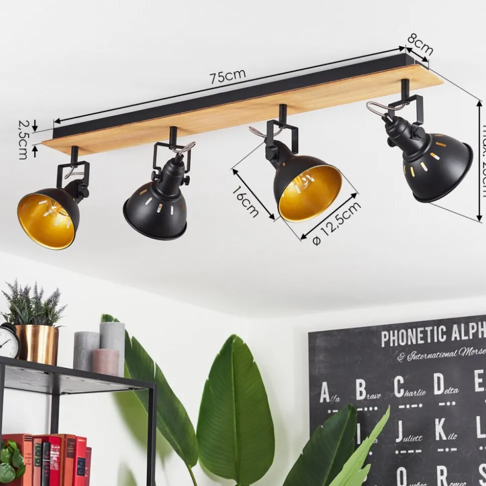 Plafonniertina Chrome, Ecru, Noir, 4 Lumieres