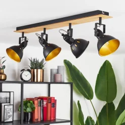 Plafonniertina Chrome, Ecru, Noir, 4 Lumieres