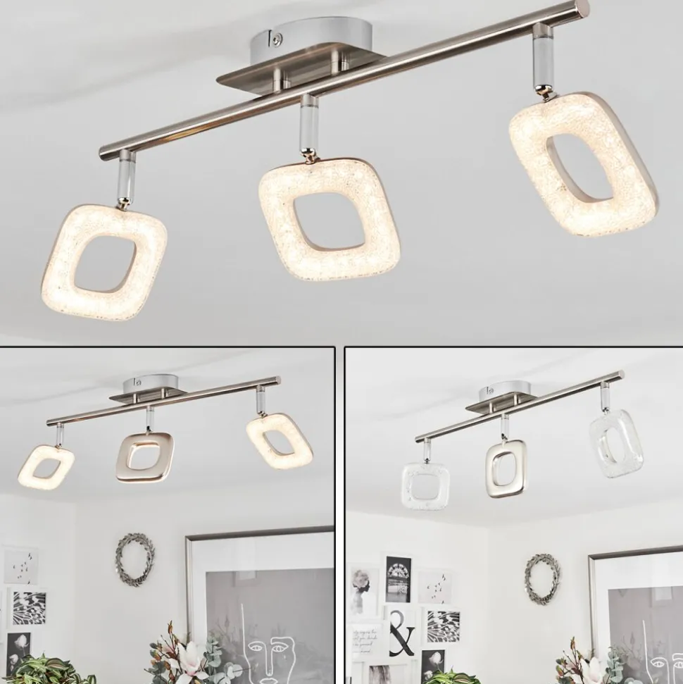Plafonniervillenauxe Led Chrome, Nickel Mat, 3 Lumieres