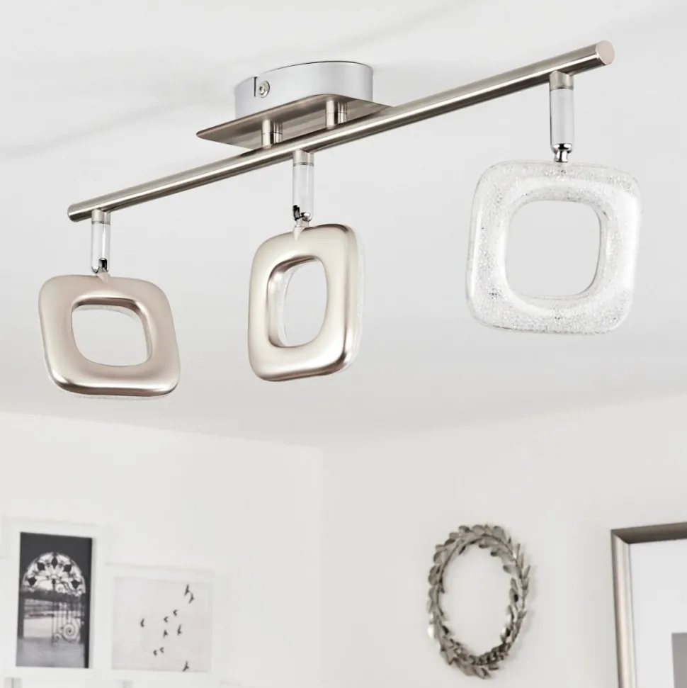 Plafonniervillenauxe Led Chrome, Nickel Mat, 3 Lumieres