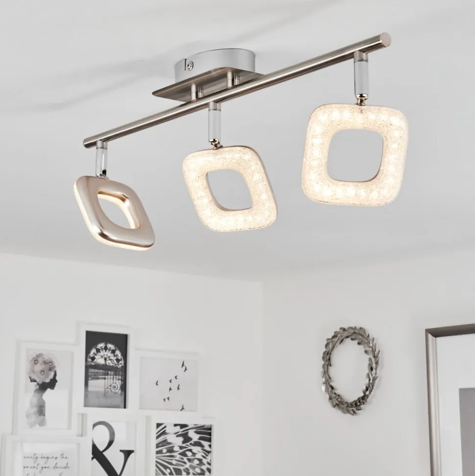 Plafonniervillenauxe Led Chrome, Nickel Mat, 3 Lumieres