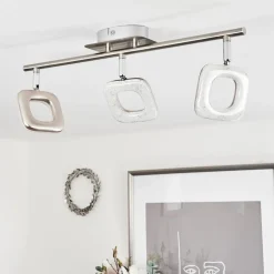 Plafonniervillenauxe Led Chrome, Nickel Mat, 3 Lumieres