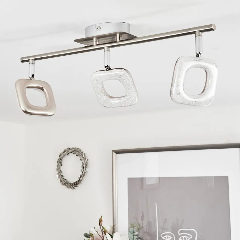 Plafonniervillenauxe Led Chrome, Nickel Mat, 3 Lumieres