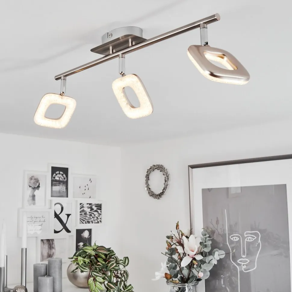 Plafonniervillenauxe Led Chrome, Nickel Mat, 3 Lumieres