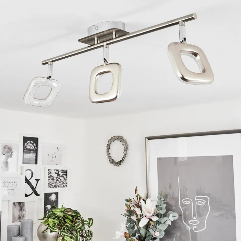 Plafonniervillenauxe Led Chrome, Nickel Mat, 3 Lumieres
