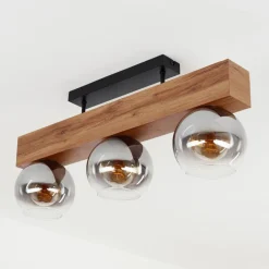 Plafonniervouhet Brun, Couleur Bois, Noir, 3 Lumieres