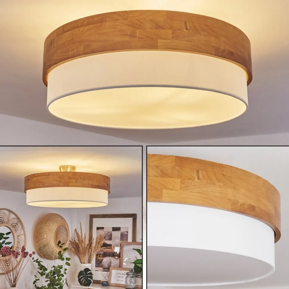 Plafonniervrolle Bois Clair, Nickel Mat, 3 Lumieres