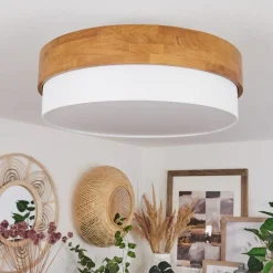 Plafonniervrolle Bois Clair, Nickel Mat, 3 Lumieres