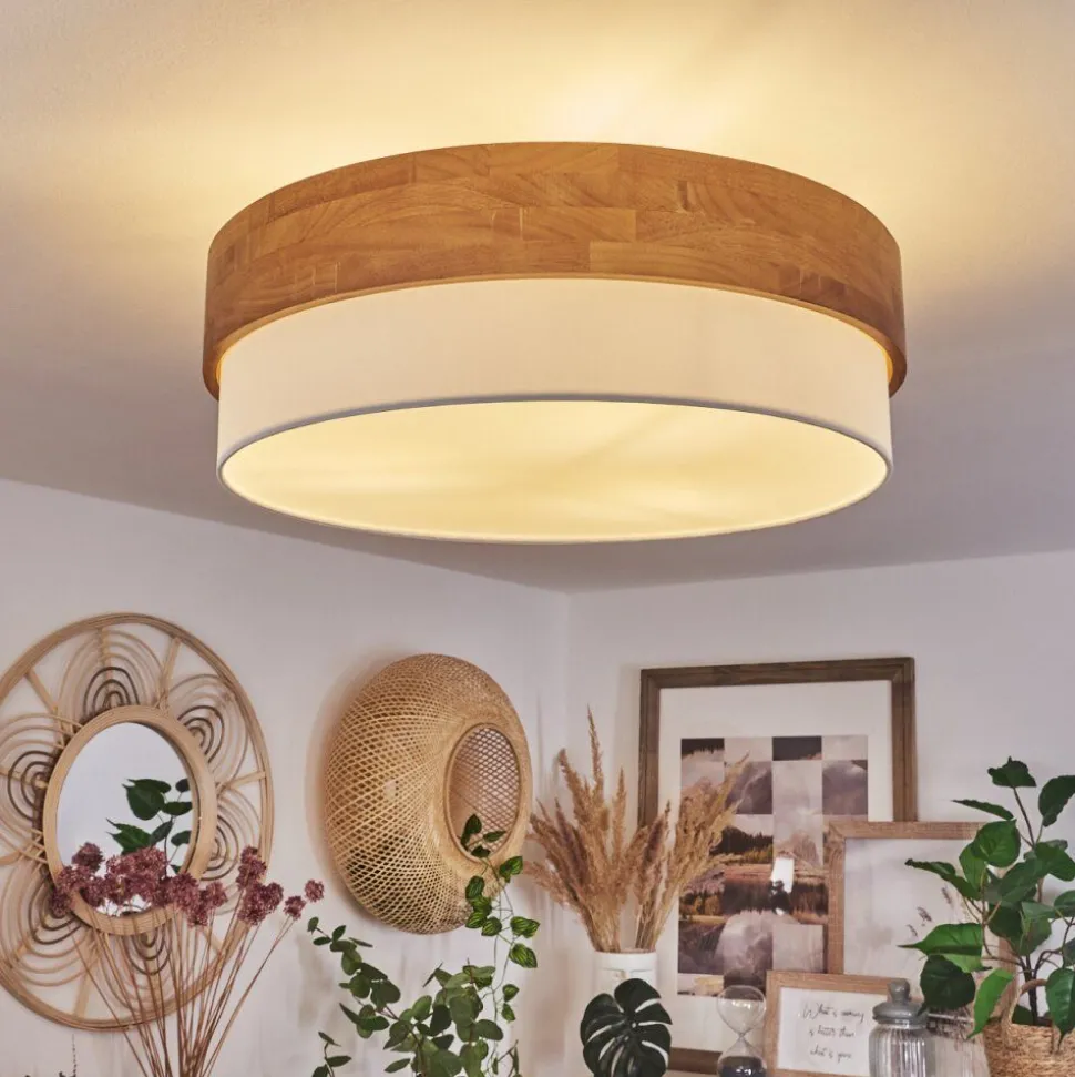 Plafonniervrolle Bois Clair, Nickel Mat, 3 Lumieres