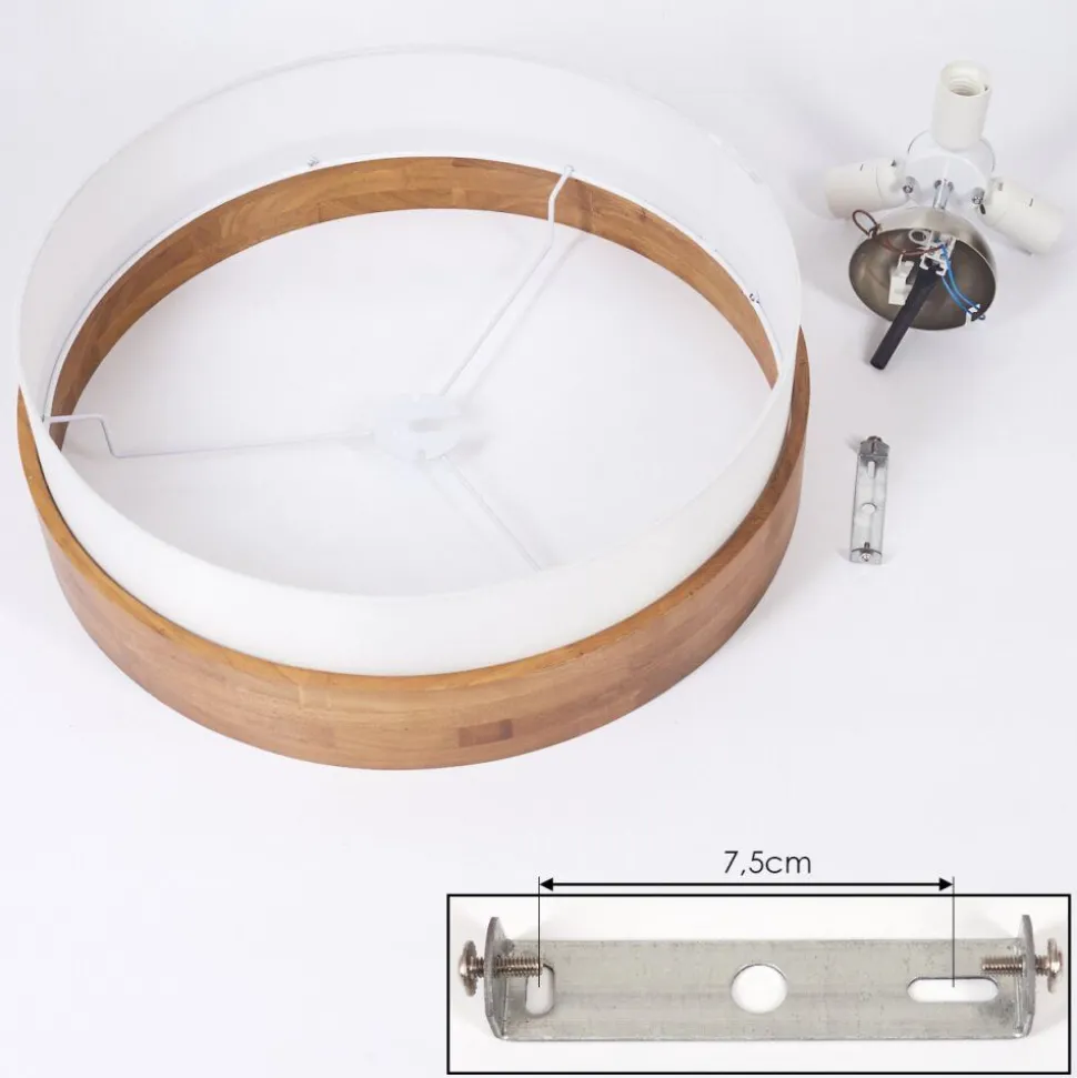 Plafonniervrolle Bois Clair, Nickel Mat, 3 Lumieres