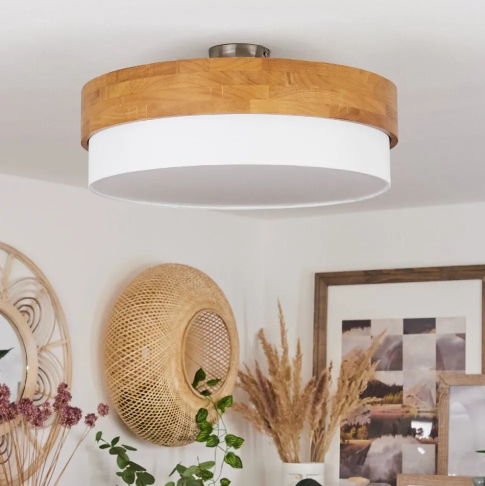 Plafonniervrolle Bois Clair, Nickel Mat, 3 Lumieres