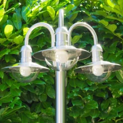 Reverbere Elima Acier Inoxydable, Transparent, 3 Lumieres