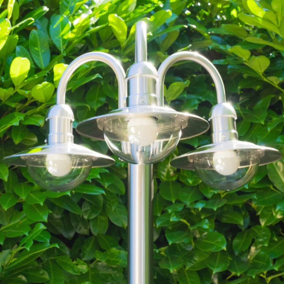 Reverbere Elima Acier Inoxydable, Transparent, 3 Lumieres
