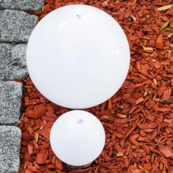 Set De Boules Lumineuses Solaires Led Acier Inoxydable, 2 Lumieres